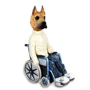 Fawn Great Dane Wheelchair Doogie Collectible Dog Figurine