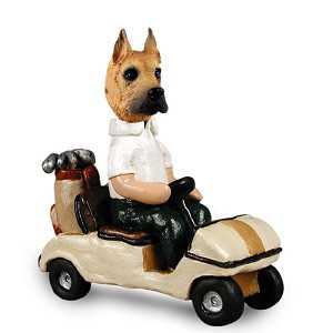 Fawn Great Dane Golf Cart Doogie Collectible Dog Figurine