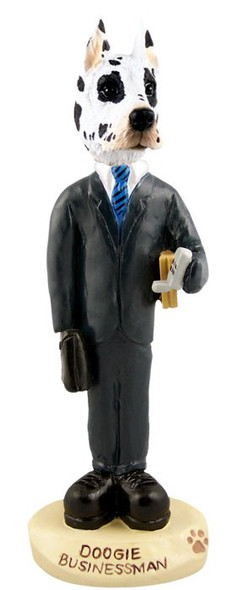 Harlequin Great Dane Businessman Doogie Collectible Dog Figurine