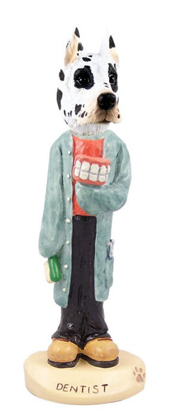 Harlequin Great Dane Dentist Doogie Collectible Dog Figurine