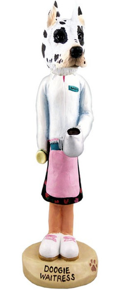 Harlequin Great Dane Waitress Doogie Collectible Dog Figurine