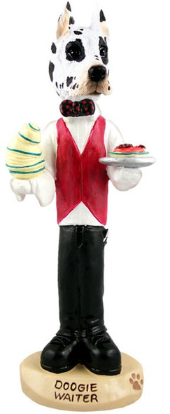 Harlequin Great Dane Waiter Doogie Collectible Dog Figurine