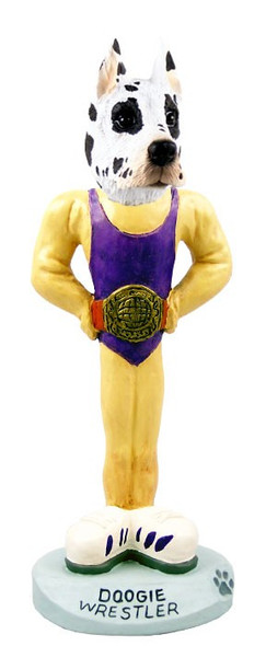 Harlequin Great Dane Wrestler Doogie Collectible Dog Figurine