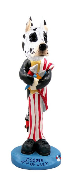 Harlequin Great Dane 4th of July Doogie Collectible Dog Figurine