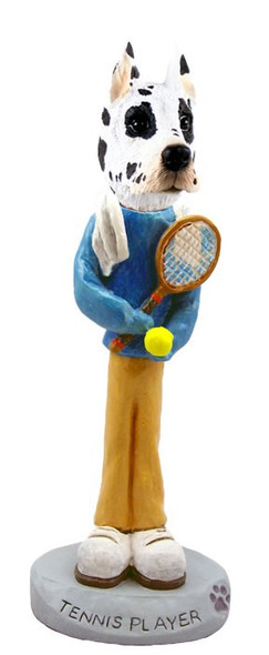 Harlequin Great Dane Tennis Player Doogie Collectible Dog Figurine