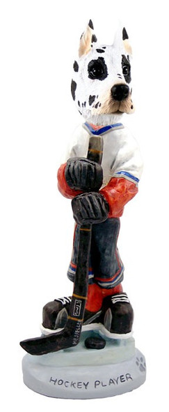 Harlequin Great Dane Hockey Player Doogie Collectible Dog Figurine