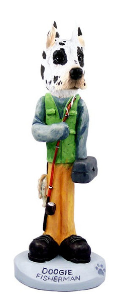 Harlequin Great Dane Fisherman Doogie Collectible Dog Figurine