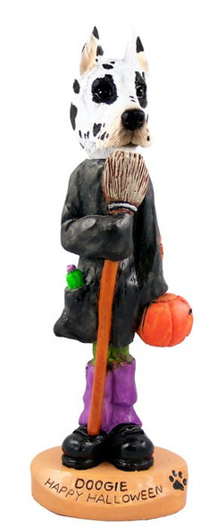 Harlequin Great Dane Happy Halloween Doogie Collectible Dog Figurine