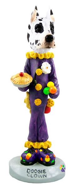 Harlequin Great Dane Clown Doogie Collectible Dog Figurine