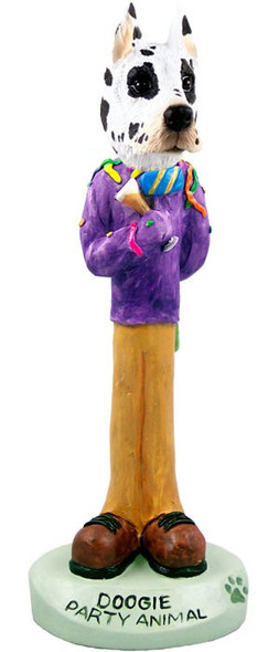 Harlequin Great Dane Party Animal Doogie Collectible Dog Figurine