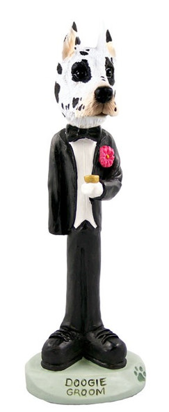 Harlequin Great Dane Groom Doogie Collectible Dog Figurine
