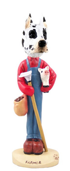 Harlequin Great Dane Farmer Doogie Collectible Dog Figurine