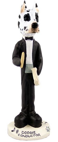 Harlequin Great Dane Conductor Doogie Collectible Dog Figurine