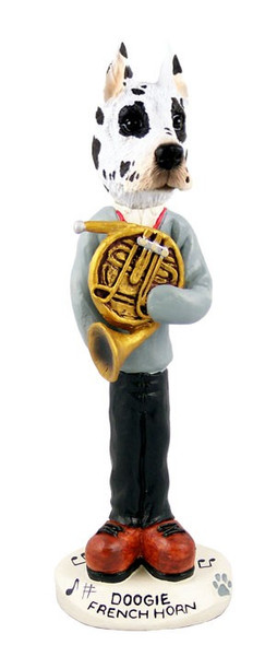 Harlequin Great Dane French Horn Doogie Collectible Dog Figurine