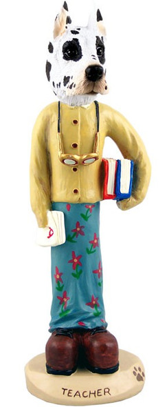 Harlequin Great Dane Female Teacher Doogie Collectible Dog Figurine