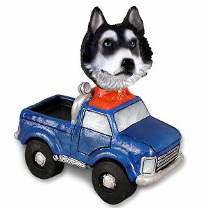 Black & White with Blue Eyes Husky Pickup Doogie Collectible Dog Figurine