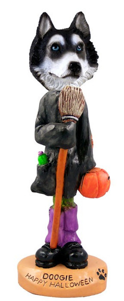Black & White with Blue Eyes Husky Happy Halloween Doogie Collectible Dog Figurine
