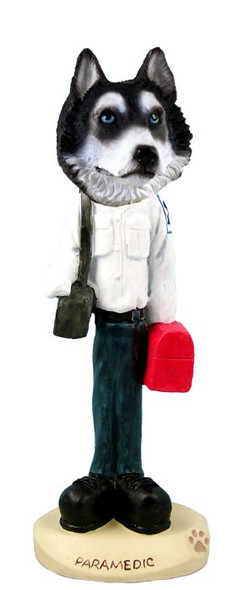 Black & White with Blue Eyes Husky Paramedic Doogie Collectible Dog Figurine