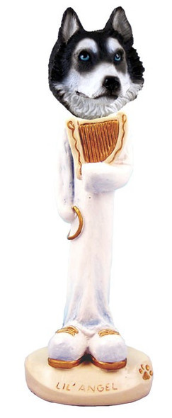 Black & White with Blue Eyes Husky Lil Angel Doogie Collectible Dog Figurine