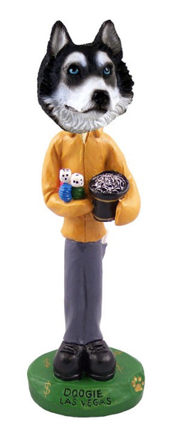 Black & White with Blue Eyes Husky Las Vegas Doogie Collectible Dog Figurine