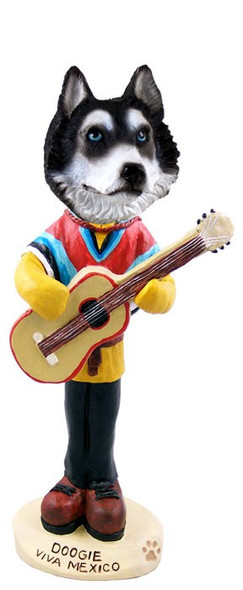 Black & White with Blue Eyes Husky Viva Mexico Doogie Collectible Dog Figurine