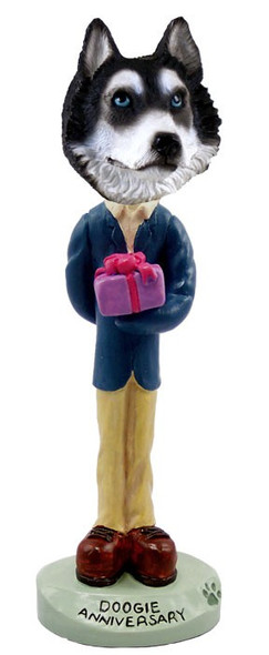 Black & White with Blue Eyes Husky Anniversary Doogie Collectible Dog Figurine