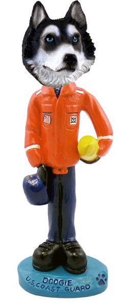 Black & White with Blue Eyes Husky U S Coast Guard Doogie Collectible Dog Figurine