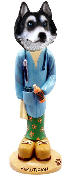 Black & White with Blue Eyes Husky Beautician Doogie Collectible Dog Figurine