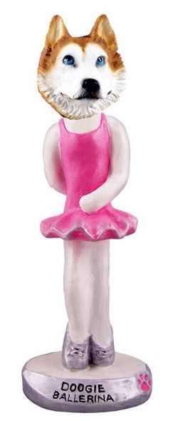 Red & White with Blue Eyes Husky Ballerina Doogie Collectible Dog Figurine