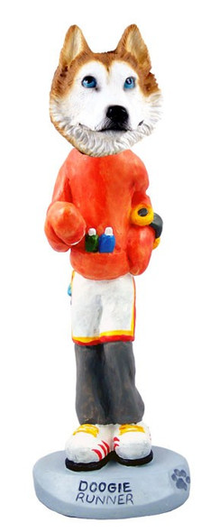 Red & White with Blue Eyes Husky Runner Doogie Collectible Dog Figurine