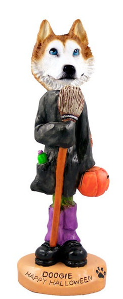 Red & White with Blue Eyes Husky Happy Halloween Doogie Collectible Dog Figurine