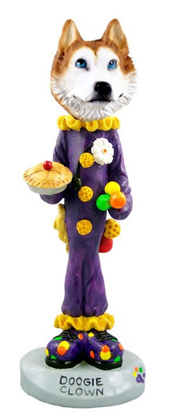 Red & White with Blue Eyes Husky Clown Doogie Collectible Dog Figurine