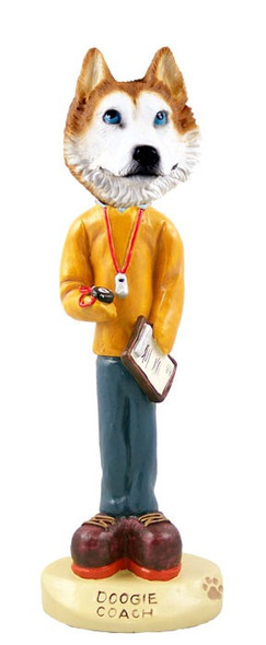 Red & White with Blue Eyes Husky Coach Doogie Collectible Dog Figurine