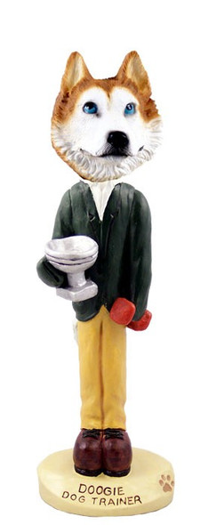 Red & White with Blue Eyes Husky Trainer Doogie Collectible Dog Figurine