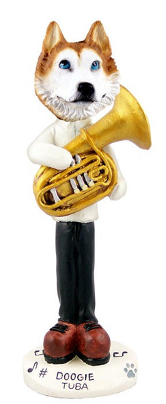 Red & White with Blue Eyes Husky Tuba Doogie Collectible Dog Figurine