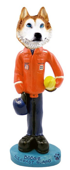 Red & White with Blue Eyes Husky U S Coast Guard Doogie Collectible Dog Figurine