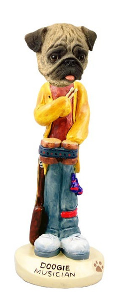 Brown Pug Musician Doogie Collectible Dog Figurine