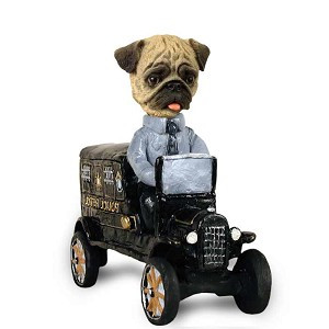 Brown Pug Paddy Wagon Doogie Collectible Dog Figurine