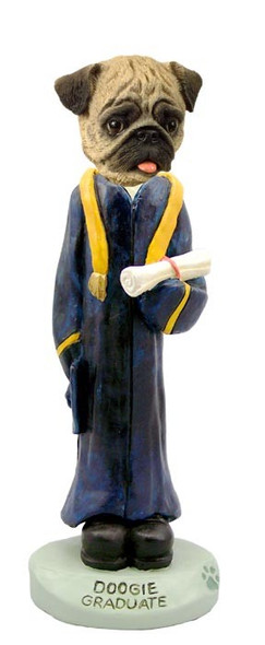 Brown Pug Graduate Doogie Collectible Dog Figurine