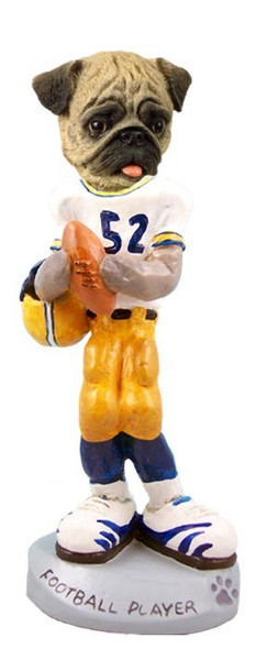 Brown Pug Football Player Doogie Collectible Dog Figurine