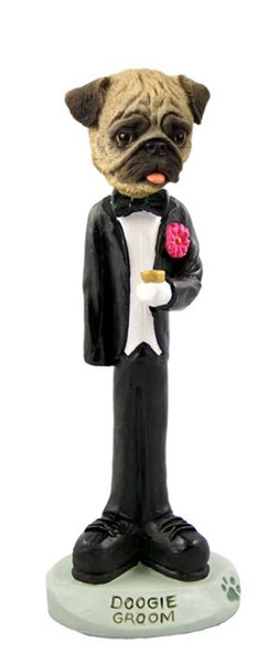 Brown Pug Groom Doogie Collectible Dog Figurine