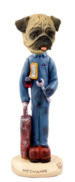 Brown Pug Mechanic Doogie Collectible Dog Figurine