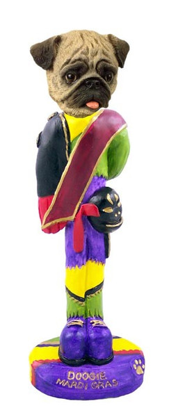 Brown Pug Mardi Gras Doogie Collectible Dog Figurine