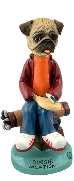Brown Pug Vacation Doogie Collectible Dog Figurine