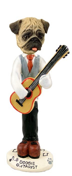 Brown Pug Guitarist Doogie Collectible Dog Figurine