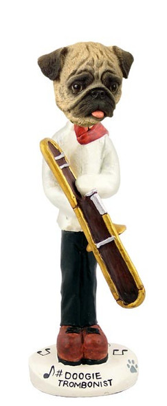 Brown Pug Trombonist Doogie Collectible Dog Figurine