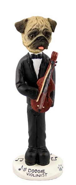 Brown Pug Violinist Doogie Collectible Dog Figurine