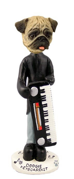 Brown Pug Keyboardist Doogie Collectible Dog Figurine