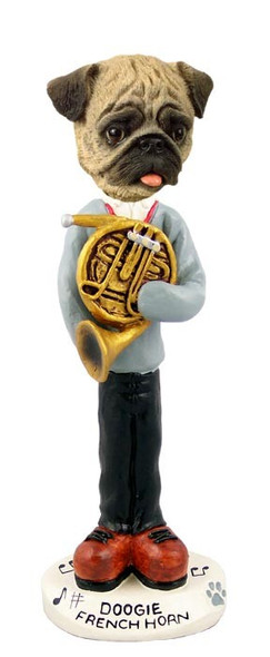 Brown Pug French Horn Doogie Collectible Dog Figurine