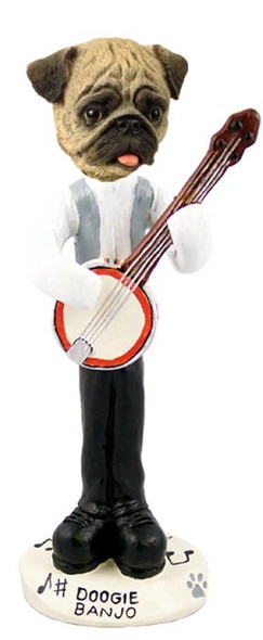 Brown Pug Banjo Doogie Collectible Dog Figurine